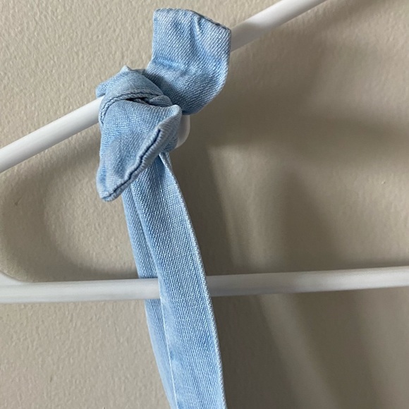 Light Denim Overall-Style High-Waisted Mini Skirt - Picture 3 of 4